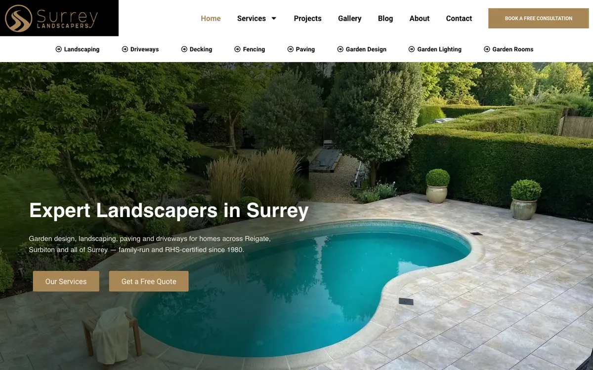 Surrey Landscapers website