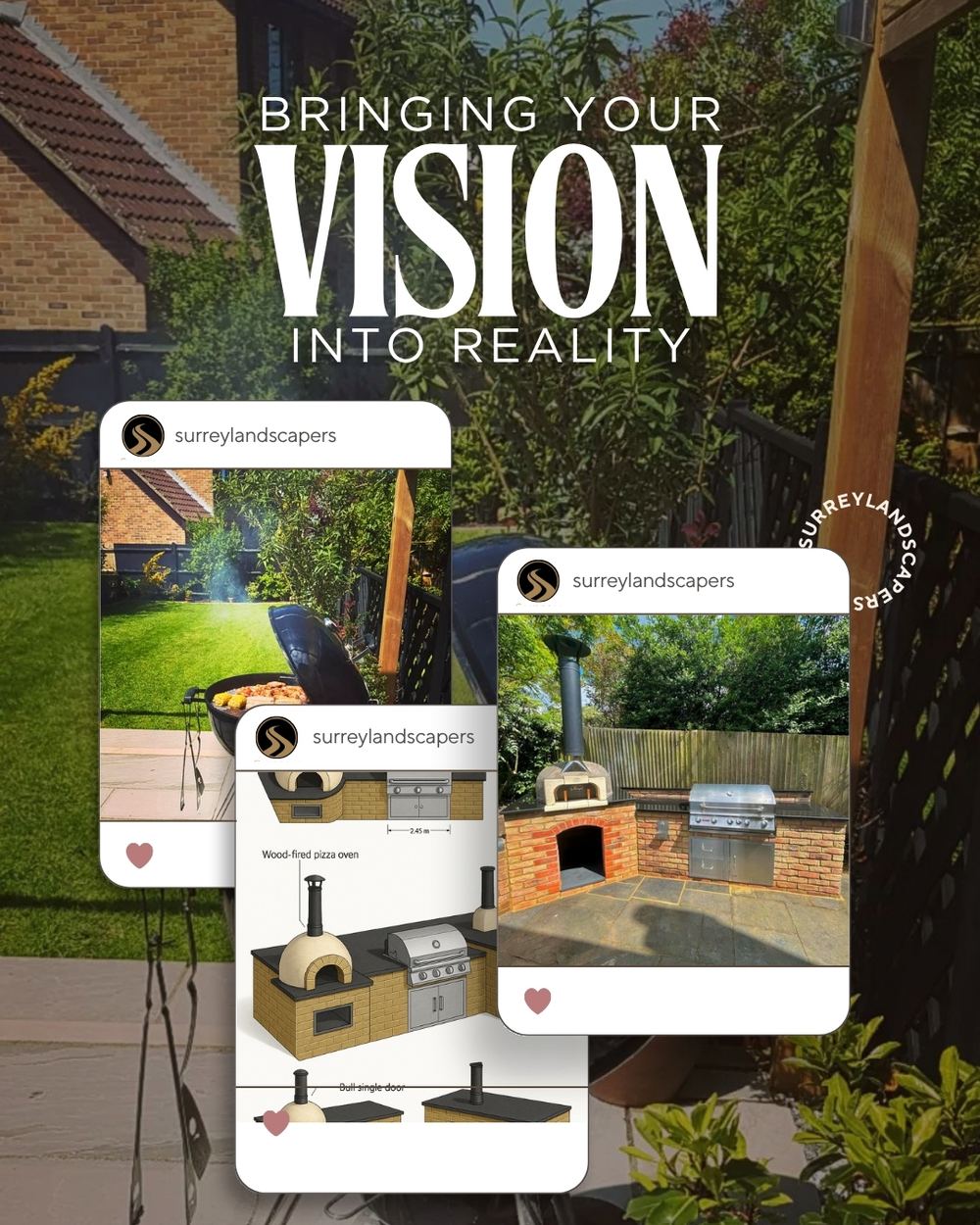 Surrey Landscapers social media campaign — outdoor kitchen project showcase