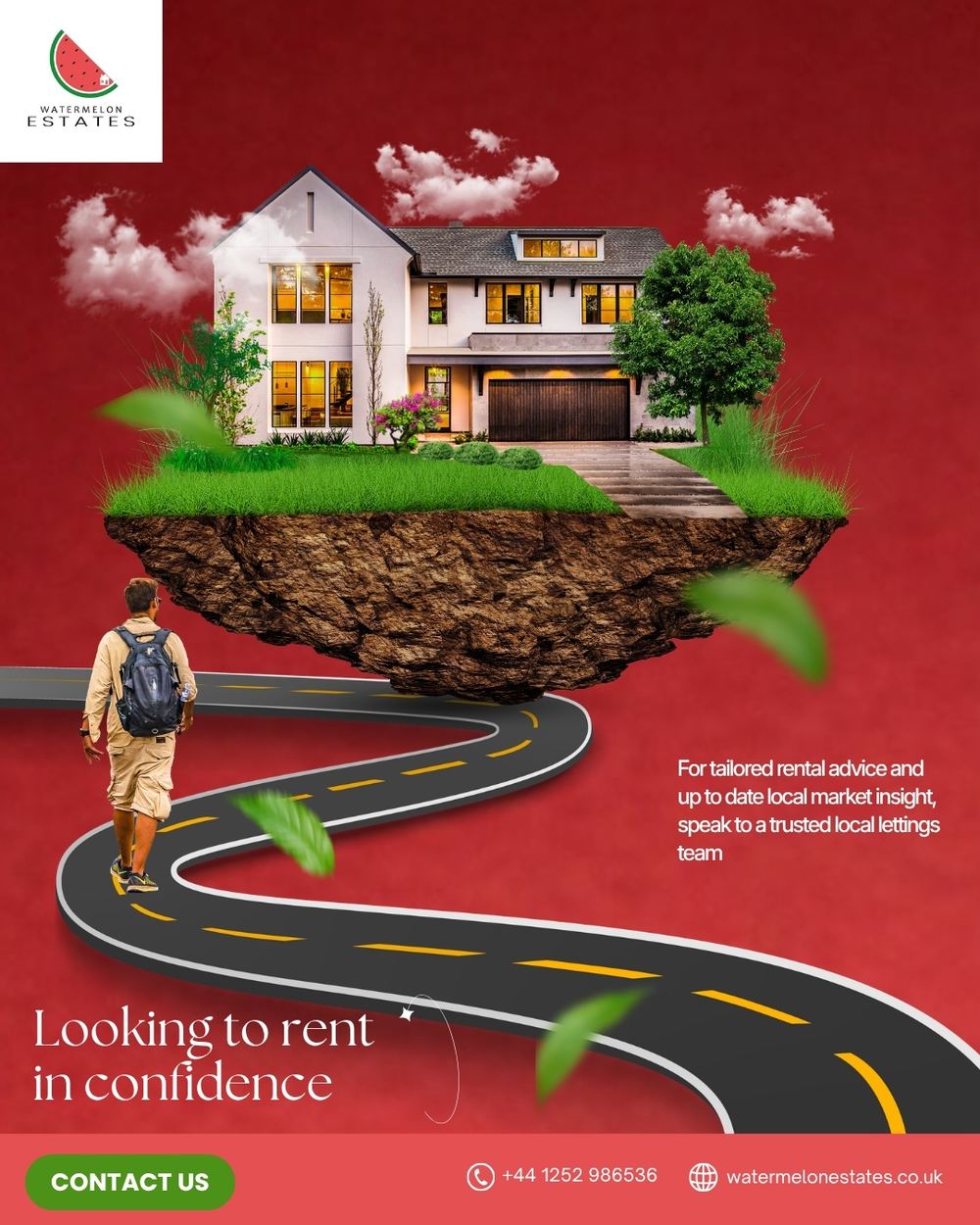 Watermelon Estates creative social campaign — floating house concept
