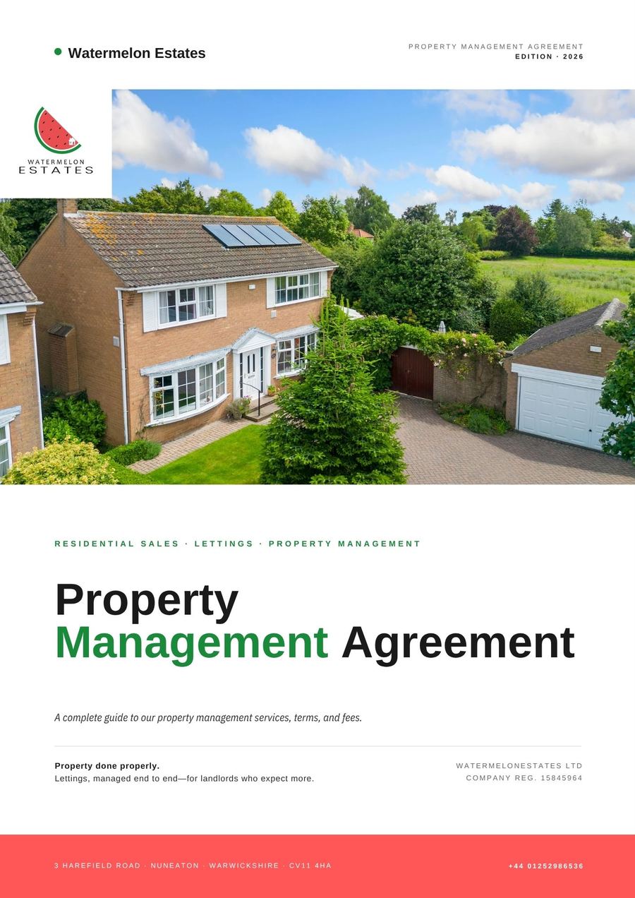 Watermelon Estates property management agreement print design